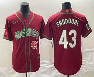 Men's Mexico #43 Patrick Sandoval Number 2023 Red World Classic Stitched Jersey,We sell and wholesale Men's Mexico #43 Patrick Sandoval Number 2023 Red World Classic Stitched Jersey on line form chian!