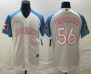 Men's Mexico #56 Randy Arozarena Number 2023 White Blue World Classic Stitched Jersey (2),We sell and wholesale Men's Mexico #56 Randy Arozarena Number 2023 White Blue World Classic Stitched Jersey (2) on line form chian!