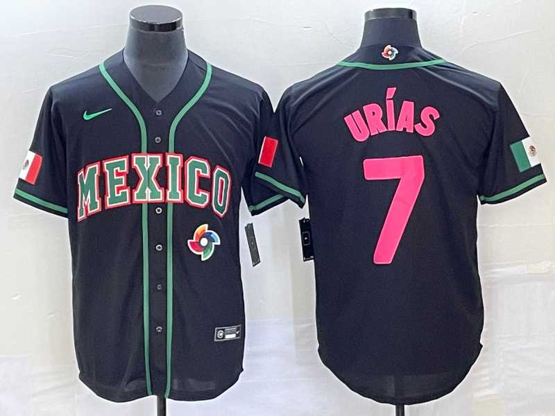 Men's Mexico #7 Julio Urias 2023 Black Pink World Classic Stitched Jersey,We sell and wholesale Men's Mexico #7 Julio Urias 2023 Black Pink World Classic Stitched Jersey on line form chian!