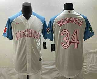 Men's Mexico Baseball #34 Fernando Valenzuela 2023 White Blue World Classic Stitched Jersey,We sell and wholesale Men's Mexico Baseball #34 Fernando Valenzuela 2023 White Blue World Classic Stitched Jersey on line form chian!