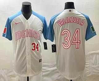 Men's Mexico Baseball #34 Fernando Valenzuela Number 2023 White Blue World Classic Stitched Jersey2,We sell and wholesale Men's Mexico Baseball #34 Fernando Valenzuela Number 2023 White Blue World Classic Stitched Jersey2 on line form chian!