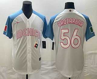 Men's Mexico Baseball #56 Randy Arozarena 2023 White Blue World Classic Stitched Jersey (2),We sell and wholesale Men's Mexico Baseball #56 Randy Arozarena 2023 White Blue World Classic Stitched Jersey (2) on line form chian!