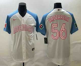 Men's Mexico Baseball #56 Randy Arozarena 2023 White Blue World Classic Stitched Jerseys,We sell and wholesale Men's Mexico Baseball #56 Randy Arozarena 2023 White Blue World Classic Stitched Jerseys on line form chian!