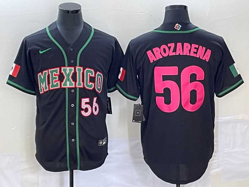 Men's Mexico Baseball #56 Randy Arozarena Number 2023 Black Pink World Classic Stitched Jersey3,We sell and wholesale Men's Mexico Baseball #56 Randy Arozarena Number 2023 Black Pink World Classic Stitched Jersey3 on line form chian!