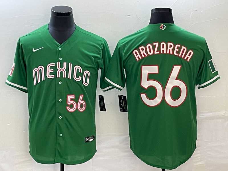 Men's Mexico Baseball #56 Randy Arozarena Number 2023 Green World Classic Stitched Jersey2 (2),We sell and wholesale Men's Mexico Baseball #56 Randy Arozarena Number 2023 Green World Classic Stitched Jersey2 (2) on line form chian!