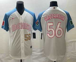 Men's Mexico Baseball #56 Randy Arozarena Number 2023 White Blue World Classic Stitched Jersey (2),We sell and wholesale Men's Mexico Baseball #56 Randy Arozarena Number 2023 White Blue World Classic Stitched Jersey (2) on line form chian!