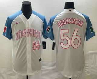 Men's Mexico Baseball #56 Randy Arozarena Number 2023 White Blue World Classic Stitched Jersey2,We sell and wholesale Men's Mexico Baseball #56 Randy Arozarena Number 2023 White Blue World Classic Stitched Jersey2 on line form chian!