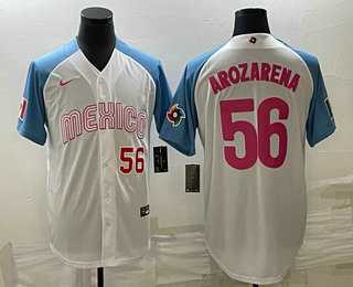 Men's Mexico Baseball #56 Randy Arozarena Number 2023 White Blue World Classic Stitched Jersey8,We sell and wholesale Men's Mexico Baseball #56 Randy Arozarena Number 2023 White Blue World Classic Stitched Jersey8 on line form chian!