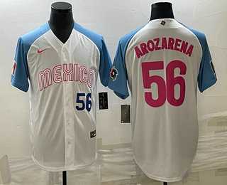 Men's Mexico Baseball #56 Randy Arozarena Number 2023 White Blue World Classic Stitched Jersey9,We sell and wholesale Men's Mexico Baseball #56 Randy Arozarena Number 2023 White Blue World Classic Stitched Jersey9 on line form chian!