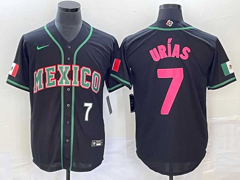 Men's Mexico Baseball #7 Julio Urias Number 2023 Black Pink World Classic Stitched Jersey2,We sell and wholesale Men's Mexico Baseball #7 Julio Urias Number 2023 Black Pink World Classic Stitched Jersey2 on line form chian!