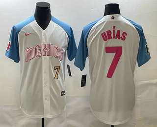 Men's Mexico Baseball #7 Julio Urias Number 2023 White Blue World Classic Stitched Jerseys,We sell and wholesale Men's Mexico Baseball #7 Julio Urias Number 2023 White Blue World Classic Stitched Jerseys on line form chian!