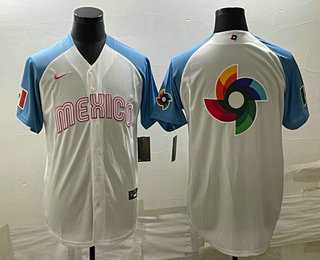 Men's Mexico Baseball Big Logo 2023 White Blue World Classic Stitched Jersey2,We sell and wholesale Men's Mexico Baseball Big Logo 2023 White Blue World Classic Stitched Jersey2 on line form chian!