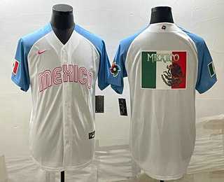 Men's Mexico Baseball Big Logo 2023 White Blue World Classic Stitched Jersey3,We sell and wholesale Men's Mexico Baseball Big Logo 2023 White Blue World Classic Stitched Jersey3 on line form chian!