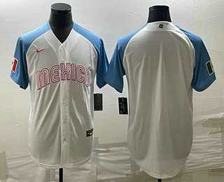 Men's Mexico Baseball Blank 2023 White Blue World Classic Stitched Jerseys,We sell and wholesale Men's Mexico Baseball Blank 2023 White Blue World Classic Stitched Jerseys on line form chian!