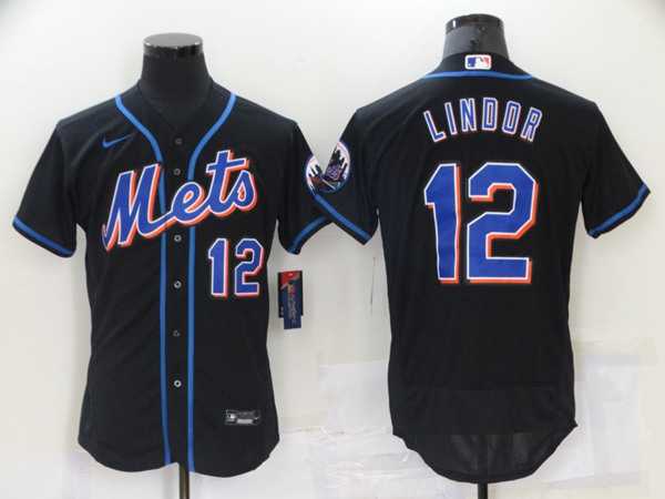 Men's New York Mets #12 Francisco Lindor Black Flex Base Stitched Jersey,We sell and wholesale Men's New York Mets #12 Francisco Lindor Black Flex Base Stitched Jersey on line form chian!