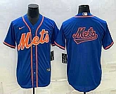Men's New York Mets Big Logo Navy Blue Cool Base Stitched Baseball Jersey