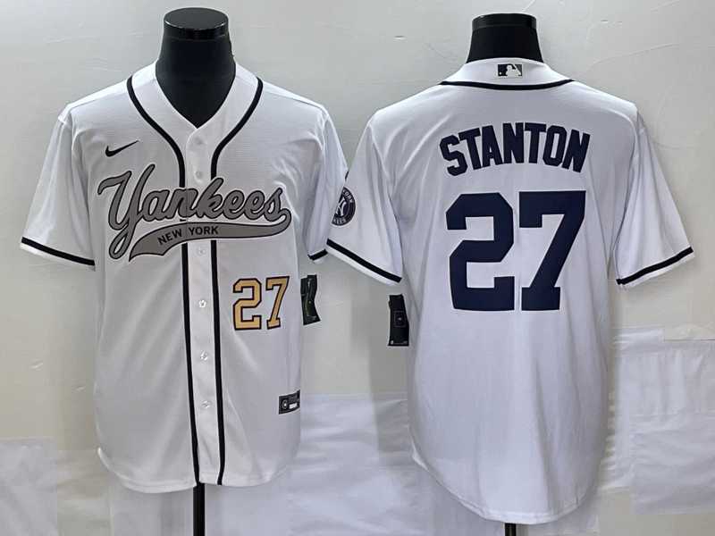Men's New York Yankees #27 Giancarlo Stanton Number White With Patch Cool Base Stitched Baseball Jersey,We sell and wholesale Men's New York Yankees #27 Giancarlo Stanton Number White With Patch Cool Base Stitched Baseball Jersey on line form chian!