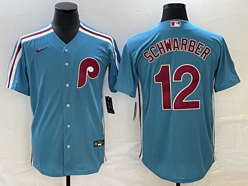 Men's Philadelphia Phillies #12 Kyle Schwarber Blue Cooperstown Throwback Cool Base Nike Jersey,We sell and wholesale Men's Philadelphia Phillies #12 Kyle Schwarber Blue Cooperstown Throwback Cool Base Nike Jersey on line form chian!