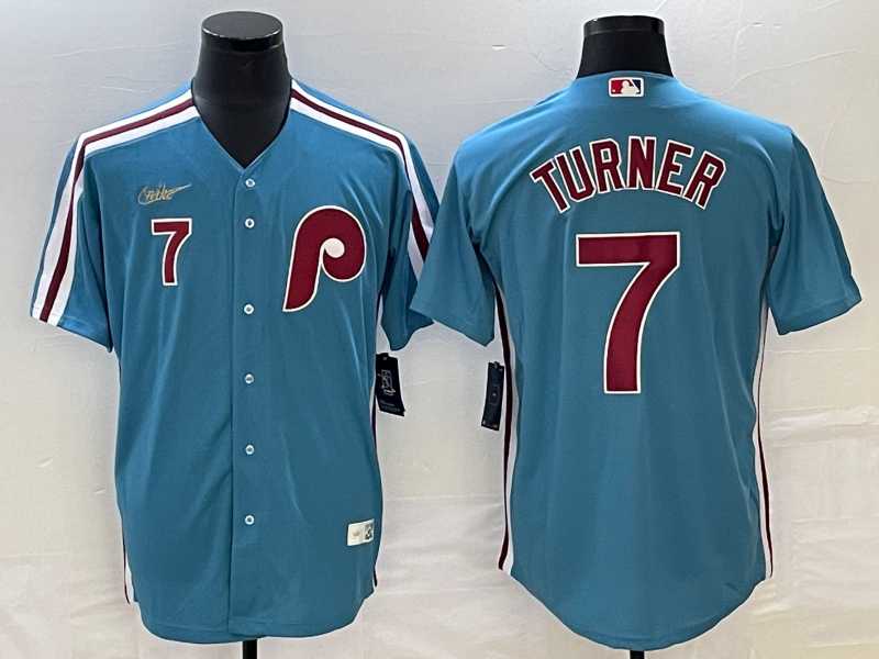 Men's Philadelphia Phillies #7 Trea Turner Blue Cooperstown Throwback Cool Base Nike Jersey,We sell and wholesale Men's Philadelphia Phillies #7 Trea Turner Blue Cooperstown Throwback Cool Base Nike Jersey on line form chian!