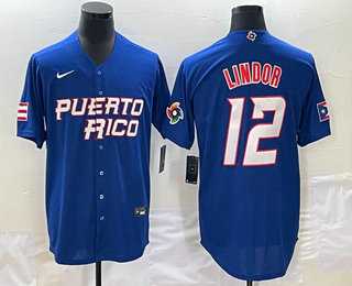 Men's Puerto Rico Baseball #12 Francisco Lindor 2023 Royal World Classic Stitched Jerseys,We sell and wholesale Men's Puerto Rico Baseball #12 Francisco Lindor 2023 Royal World Classic Stitched Jerseys on line form chian!