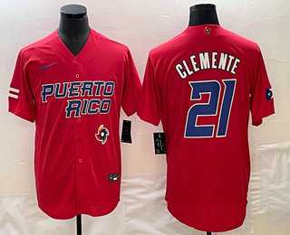 Men's Puerto Rico Baseball #21 Roberto Clemente 2023 Red World Classic Stitched Jersey,We sell and wholesale Men's Puerto Rico Baseball #21 Roberto Clemente 2023 Red World Classic Stitched Jersey on line form chian!