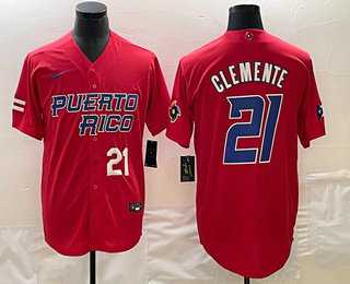 Men's Puerto Rico Baseball #21 Roberto Clemente Number 2023 Red World Classic Stitched Jerseys,We sell and wholesale Men's Puerto Rico Baseball #21 Roberto Clemente Number 2023 Red World Classic Stitched Jerseys on line form chian!