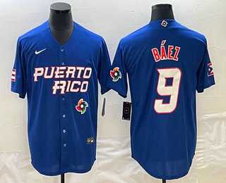 Men's Puerto Rico Baseball #9 Javier Baez 2023 Blue World Baseball Classic Stitched Jersey,We sell and wholesale Men's Puerto Rico Baseball #9 Javier Baez 2023 Blue World Baseball Classic Stitched Jersey on line form chian!