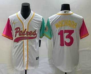 Men's San Diego Padres #13 Manny Machado White NEW 2023 City Connect Cool Base Stitched Jerseys,We sell and wholesale Men's San Diego Padres #13 Manny Machado White NEW 2023 City Connect Cool Base Stitched Jerseys on line form chian!