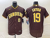 Men's San Diego Padres #19 Tony Gwynn Number Brown Stitched MLB Flex Base Nike Jersey,baseball caps,new era cap wholesale,wholesale hats