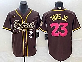 Men's San Diego Padres #23 Fernando Tatis Jr Brown NEW 2023 City Connect Cool Base Stitched Jerseys,baseball caps,new era cap wholesale,wholesale hats