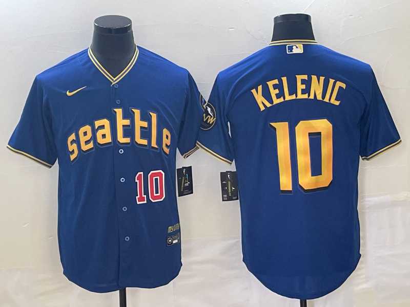 Men's Seattle Mariners #10 Jarred Kelenic Number Blue 2023 City Connect Cool Base Stitched Jersey,We sell and wholesale Men's Seattle Mariners #10 Jarred Kelenic Number Blue 2023 City Connect Cool Base Stitched Jersey on line form chian!