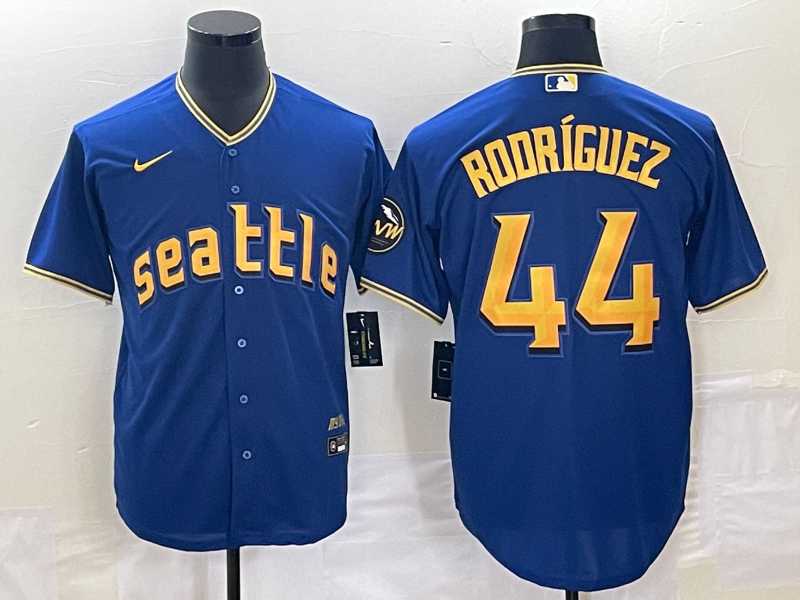 Men's Seattle Mariners #44 Julio Rodriguez Blue 2023 City Connect Cool Base Stitched Jersey,We sell and wholesale Men's Seattle Mariners #44 Julio Rodriguez Blue 2023 City Connect Cool Base Stitched Jersey on line form chian!