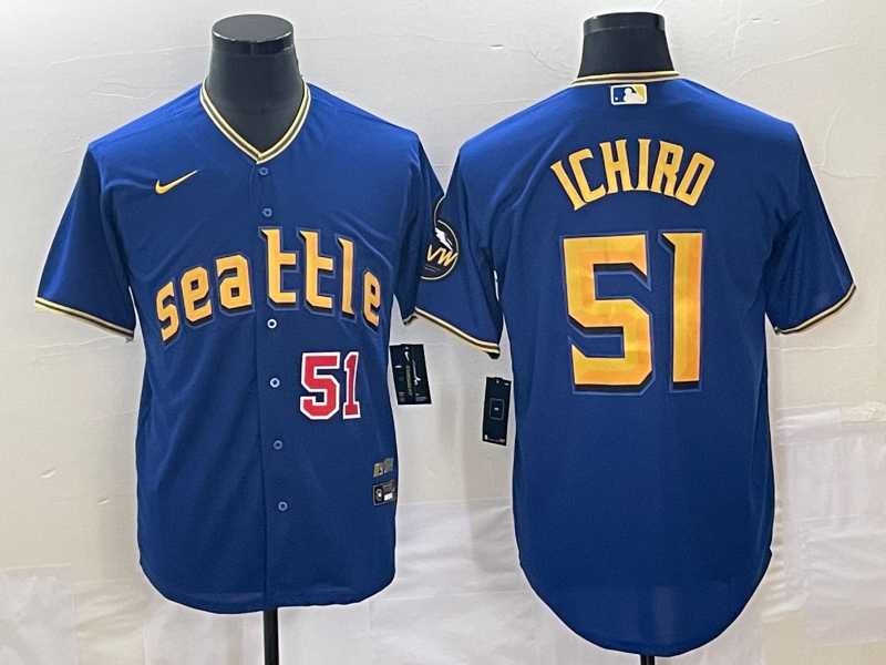 Men's Seattle Mariners #51 Ichiro Suzuki Number Blue 2023 City Connect Cool Base Stitched Jerseys,We sell and wholesale Men's Seattle Mariners #51 Ichiro Suzuki Number Blue 2023 City Connect Cool Base Stitched Jerseys on line form chian!