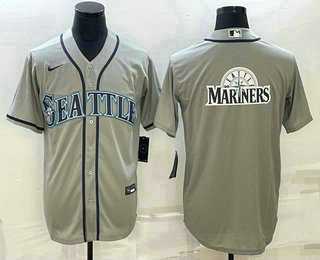 Men's Seattle Mariners Big Logo Gray Stitched MLB Cool Base Jersey,We sell and wholesale Men's Seattle Mariners Big Logo Gray Stitched MLB Cool Base Jersey on line form chian!