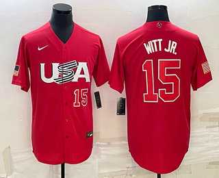 Men's USA #15 Bobby Witt Jr Number 2023 Red World Baseball Classic Stitched Jersey,We sell and wholesale Men's USA #15 Bobby Witt Jr Number 2023 Red World Baseball Classic Stitched Jersey on line form chian!