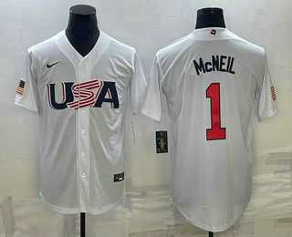 Men's USA Baseball #1 Jeff McNeil 2023 White World Classic Stitched Jersey,We sell and wholesale Men's USA Baseball #1 Jeff McNeil 2023 White World Classic Stitched Jersey on line form chian!
