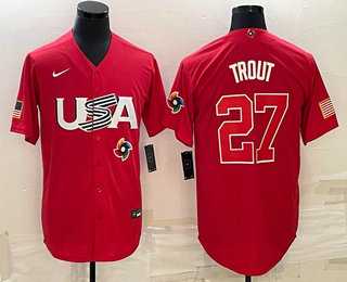 Men's USA Baseball #27 Mike Trout 2023 Red World Classic Stitched Jerseys,We sell and wholesale Men's USA Baseball #27 Mike Trout 2023 Red World Classic Stitched Jerseys on line form chian!