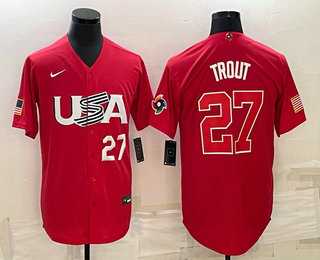 Men's USA Baseball #27 Mike Trout Number 2023 Red World Classic Stitched Jersey,We sell and wholesale Men's USA Baseball #27 Mike Trout Number 2023 Red World Classic Stitched Jersey on line form chian!