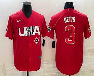 Men's USA Baseball #3 Mookie Betts 2023 Red World Classic Stitched Jersey,We sell and wholesale Men's USA Baseball #3 Mookie Betts 2023 Red World Classic Stitched Jersey on line form chian!