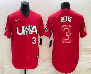 Men's USA Baseball #3 Mookie Betts Number 2023 Red World Classic Stitched Jerseys,We sell and wholesale Men's USA Baseball #3 Mookie Betts Number 2023 Red World Classic Stitched Jerseys on line form chian!