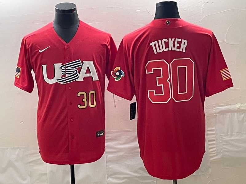 Men's USA Baseball #30 Kyle Tucker Number 2023 Red World Classic With Patch Stitched Jersey,We sell and wholesale Men's USA Baseball #30 Kyle Tucker Number 2023 Red World Classic With Patch Stitched Jersey on line form chian!