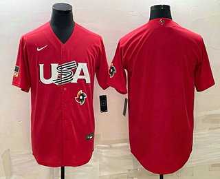 Men's USA Baseball Blank 2023 Red World Classic Stitched Jersey,We sell and wholesale Men's USA Baseball Blank 2023 Red World Classic Stitched Jersey on line form chian!