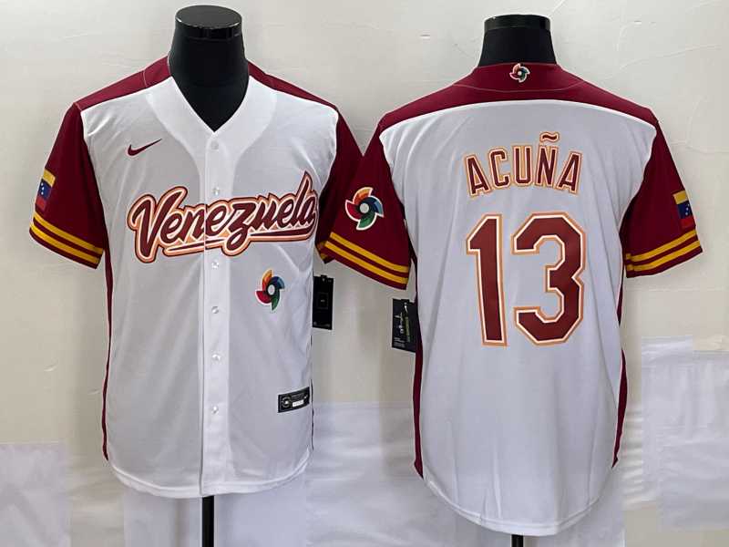 Men's Venezuela Baseball #13 Ronald Acuna Jr 2023 White Red World Classic Stitched Jersey,We sell and wholesale Men's Venezuela Baseball #13 Ronald Acuna Jr 2023 White Red World Classic Stitched Jersey on line form chian!