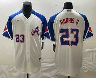Mens Atlanta Braves #23 Michael Harris II Number White 2023 City Connect Cool Base Stitched Jersey,We sell and wholesale Mens Atlanta Braves #23 Michael Harris II Number White 2023 City Connect Cool Base Stitched Jersey on line form chian!