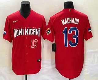Mens Dominican Republic Baseball #13 Manny Machado Number 2023 Red World Classic Stitched Jersey,We sell and wholesale Mens Dominican Republic Baseball #13 Manny Machado Number 2023 Red World Classic Stitched Jersey on line form chian!