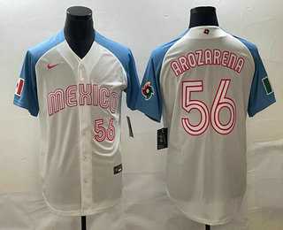 Mens Mexico Baseball #56 Randy Arozarena Number 2023 White Blue World Classic Stitched Jersey,We sell and wholesale Mens Mexico Baseball #56 Randy Arozarena Number 2023 White Blue World Classic Stitched Jersey on line form chian!