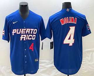 Mens Puerto Rico Baseball #4 Yadier Molina Number 2023 Blue World Baseball Classic Stitched Jersey,We sell and wholesale Mens Puerto Rico Baseball #4 Yadier Molina Number 2023 Blue World Baseball Classic Stitched Jersey on line form chian!