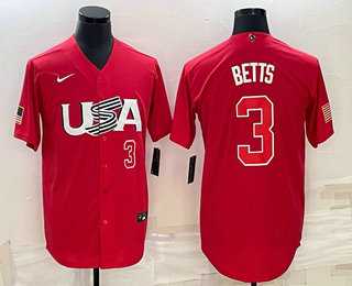 Mens USA Baseball #3 Mookie Betts Number 2023 Red World Classic Stitched Jersey,We sell and wholesale Mens USA Baseball #3 Mookie Betts Number 2023 Red World Classic Stitched Jersey on line form chian!