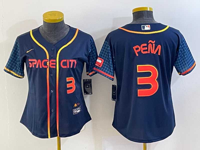 Women's Houston Astros #3 Jeremy Pena Number 2022 Navy Blue City Connect Cool Base Stitched Jersey,We sell and wholesale Women's Houston Astros #3 Jeremy Pena Number 2022 Navy Blue City Connect Cool Base Stitched Jersey on line form chian!