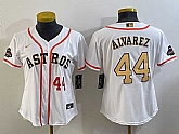 Women's Houston Astros #44 Yordan Alvarez Number 2023 White Gold World Serise Champions Patch Cool Base Stitched Jerseys,baseball caps,new era cap wholesale,wholesale hats